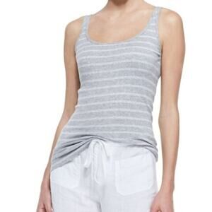 VINCE Favorite Tank Top XS Striped Gray Quiet Luxury Basic Layer Minimalist Soft